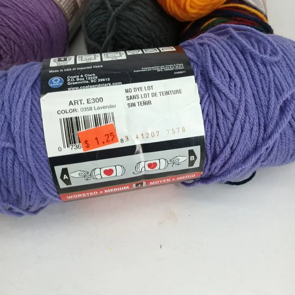 5X Red Heart Mixed Colors Acrylic Yarn